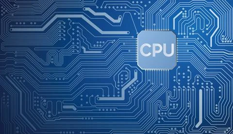 A blue image of a computer processor	 스톡 일러스트