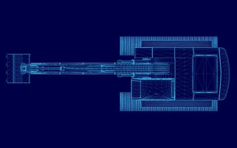 Blue image of a machine with a blue handle. The image is in a stylized, Illustration
