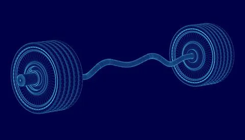 Blue image of a pair of dumbbells. The image is a pixelated drawing of a pair of イラスト素材