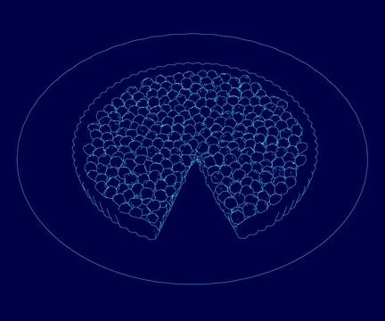 Blue image of a pizza with a slice missing. The pizza is surrounded by a blue Stock Illustration