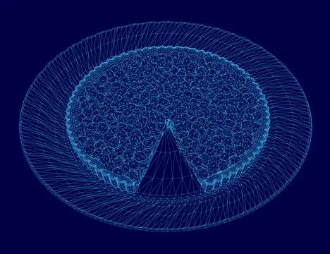 Blue image of a pizza with a slice missing. The pizza is surrounded by a blue Illustrazione stock