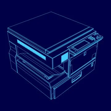 Blue image of a printer. Vector illustration Stockillustratie