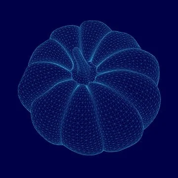 Blue image of a pumpkin. The pumpkin is shown in a 3D format, with a blue Illustrazione stock