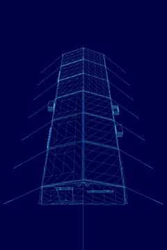 Blue image of a tent with a blue background. The tent is shown in a stylized way Stock Illustration
