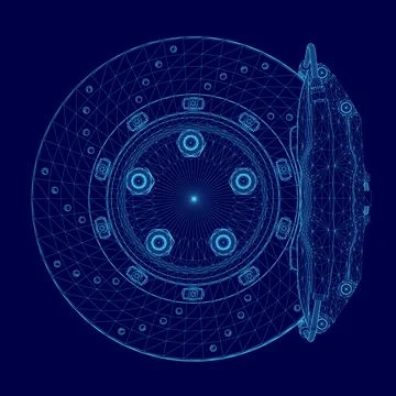 Blue image of a wheel with a blue background. The wheel is a close up of a car's Stock Illustration