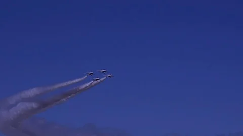 Blue Impulse flying performance, Fukuoka Prefecture, Japan Stock Footage