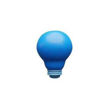 Blue incandescent light bulb 3D cartoon plastic vector icon, render electric 스톡 일러스트