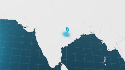 Blue India 3d map with pointer pin surrounded with other countries in white 動画素材 320178190