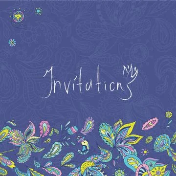 Blue Indian Invitation Template Stock Illustration