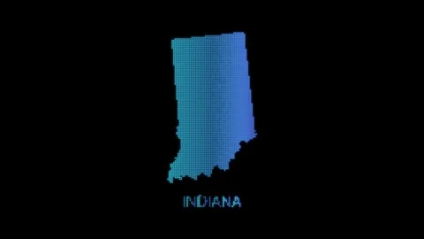 Blue Indiana US State Map Particle Formation on Dark Background Stock Footage 338419390
