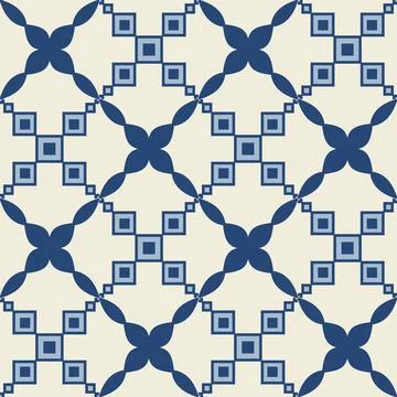 Blue indigo flower pattern on ceramic tiles, vector illustration for design Stockillustratie