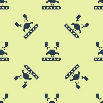 Blue Industrial machine robotic robot arm hand on car factory icon isolated Stock Illustration