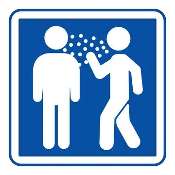 Blue Infectious Disease Sign. Vector Illustration. Man Talking to Another M.. Stock Illustration