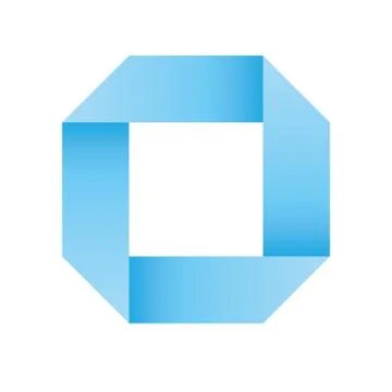 Blue infinite ribbon loop folded in a shape of square. 3D-like vector symbol Stock Illustration