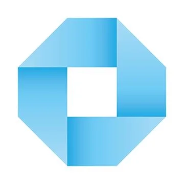 Blue infinite ribbon loop folded in a shape of square. 3D-like vector symbol Stock Illustration