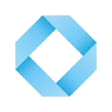 Blue infinite ribbon loop folded in a shape of rhombus. 3D-like vector symbol Stock Illustration