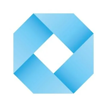 Blue infinite ribbon loop folded in a shape of square. 3D-like vector symbol Illustrazione stock