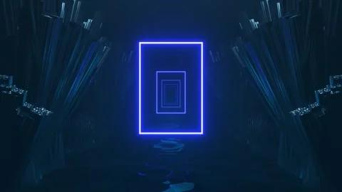 Blue Infinite Sci-Fi Neon Corridor Background VJ Loop l 4K Stock Footage 296010397