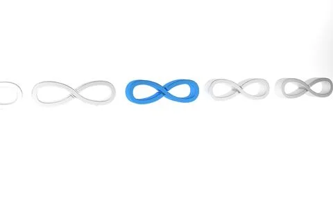 Blue Infinity icon isolated on white background. Minimalism concept. 3D ren.. Stock Illustration