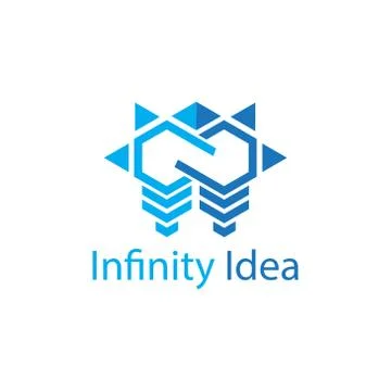 Blue infinity idea with light bulb logo concept Stock Illustration