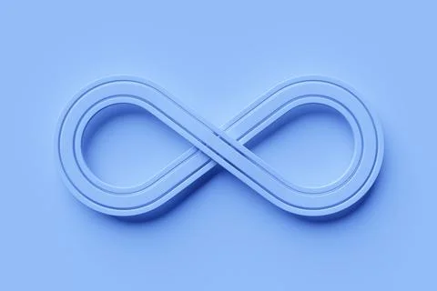 Blue infinity symbol template. 3d illustration of a realistic sign of eternit Stock Illustration