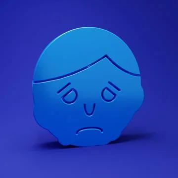 Blue Inflammation on face icon isolated on blue background. Minimalism conc.. 库存插图