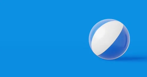 Blue inflatable ball beach toy on blue summer background. Stock Footage 154165289