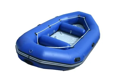 Blue inflatable boat Stock Photos