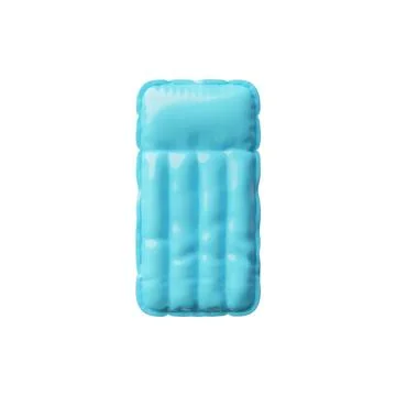 Blue inflatable mattress 3D vector icon, realistic sunbed swimming air rubber Illustrazione stock