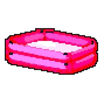 Blue inflatable swimming pool game pixel art vector illustration Stock Illustration