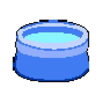 Blue inflatable swimming pool pixel art vector illustration 스톡 일러스트