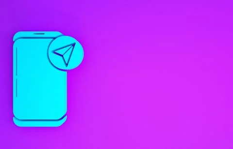 Blue Infographic of city map navigation icon isolated on purple background. M イラスト素材