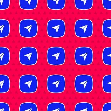 Blue Infographic of city map navigation icon isolated seamless pattern on red Stock Illustration