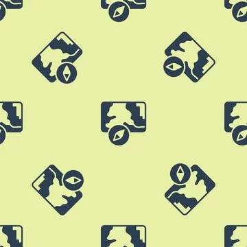Blue Infographic of city map navigation icon isolated seamless pattern on yellow 스톡 일러스트