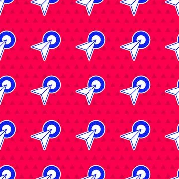 Blue Infographic of city map navigation icon isolated seamless pattern on red 스톡 일러스트