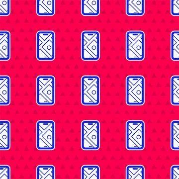Blue Infographic of city map navigation icon isolated seamless pattern on red Stock Illustration