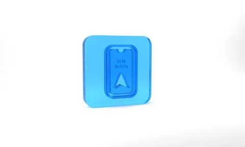 Blue Infographic of city map navigation icon isolated on grey background. Mobile Illustrazione stock
