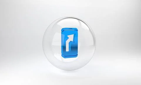 Blue Infographic of city map navigation icon isolated on grey background. Mob 스톡 일러스트