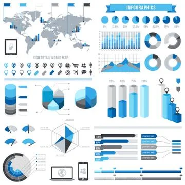 Blue Infographics Set Stock Illustration