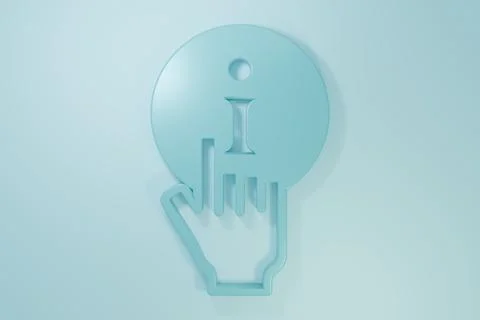 Blue Information icon isolated on blue background. Minimalism concept. 3D r.. Illustrazione stock