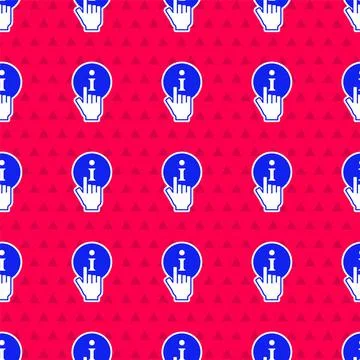 Blue Information icon isolated seamless pattern on red background. Vector Stock Illustration