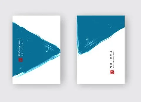 Blue ink brush stroke on white background. Stock Illustration