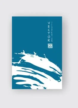 Blue ink brush stroke on white background. Stock Illustration