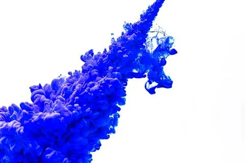Blue ink cloud dispersing in white background Stock Photos