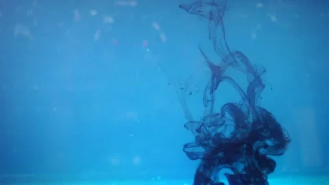 Blue ink dissolving into water, close shot. Video stock 150395945