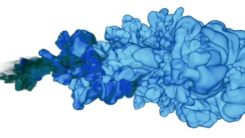 Blue Ink or smoke for effect and compositing. VFX Ink clouds or smoke with alpha Stock Footage