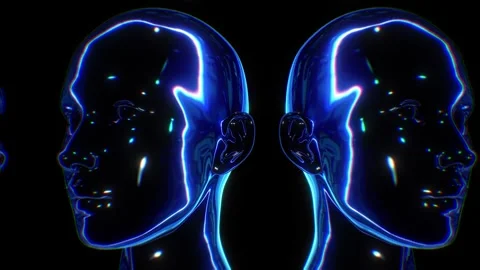 Blue Ink Rotating Clone Heads Stock Footage 263028589