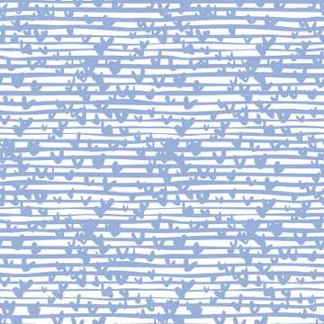 Blue ink splash abstract random shapes seamless pattern on stripes background Stock Illustration