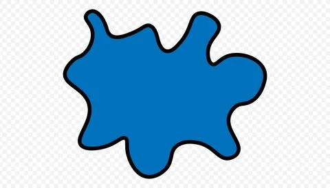 Blue ink splash isolated on white. Abstract liquid paint blot. Stock Illustration