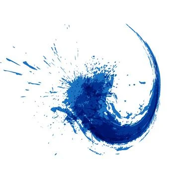 Blue ink splash logo. Abstract colorful water wave. Eco fluid stream design. Stock Illustration